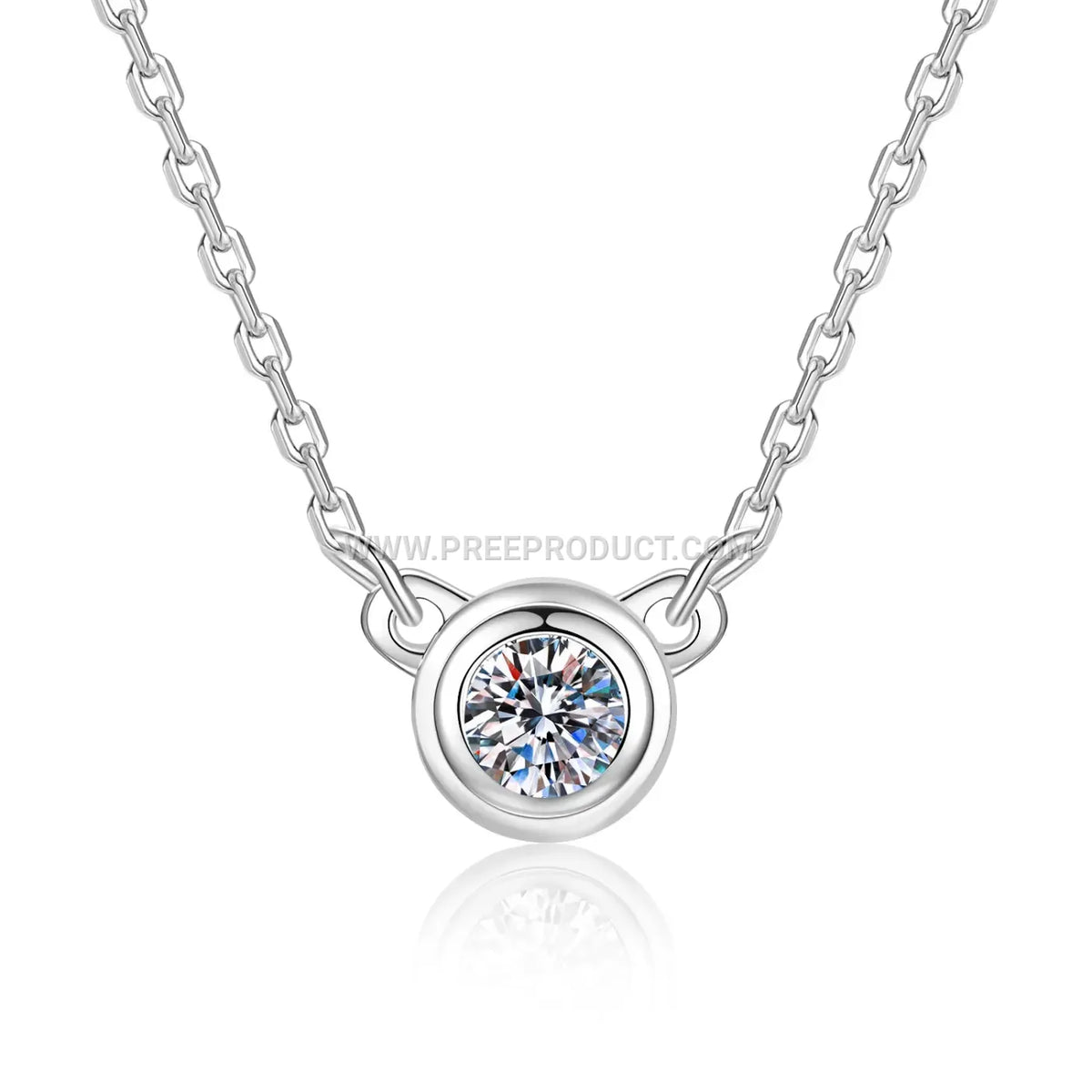 Sterling Silver Solitaire Moissanite Pendant Necklace