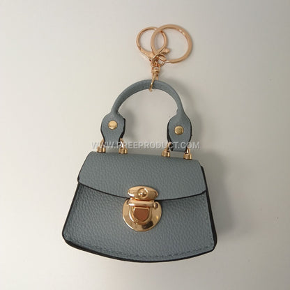 Mini PU Keychain Purse with Fresh-Style Decorative Charm