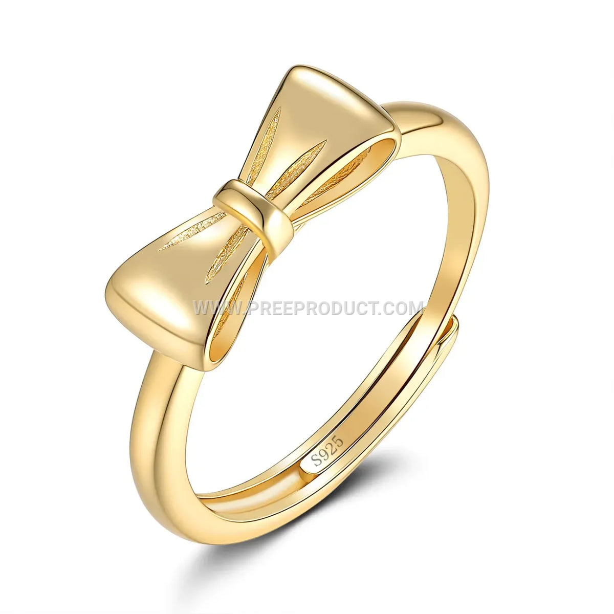 Eighteen Karat Gold Plated Sterling Silver Bow Ring