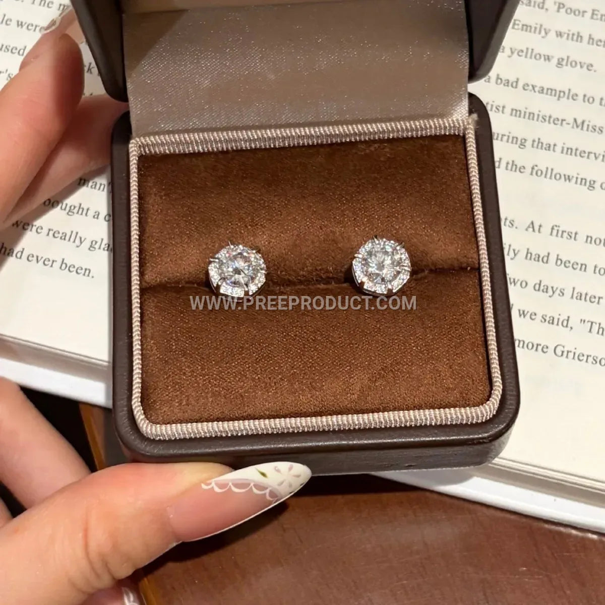 Geometric Moissanite Solitaire Stud Earrings 925 Silver