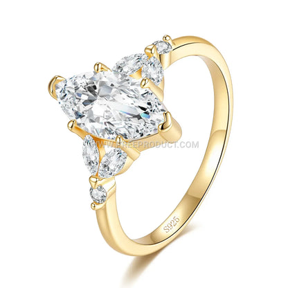 Sterling Silver Marquise Cut Moissanite Ring