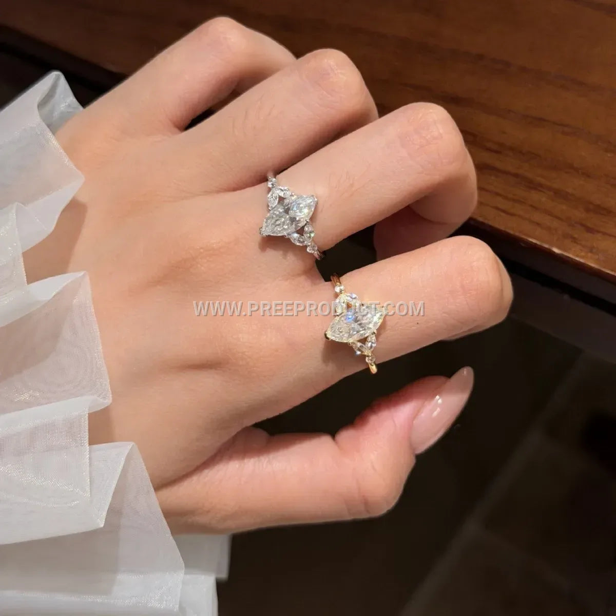 Sterling Silver Marquise Cut Moissanite Ring