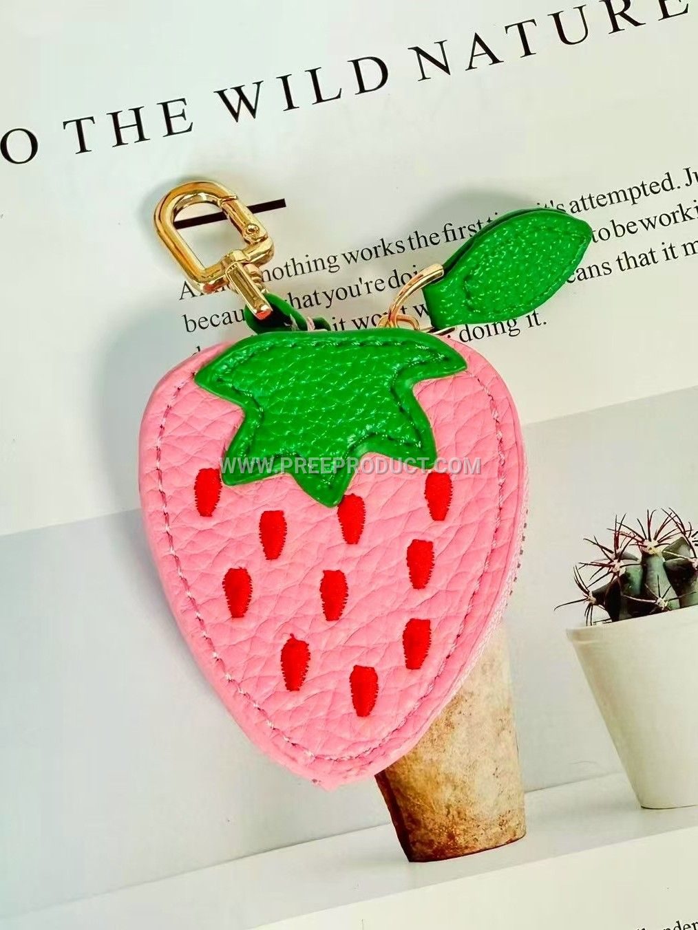 Mini PU Fruit-Print Keychain Pouch – Playful Accessory