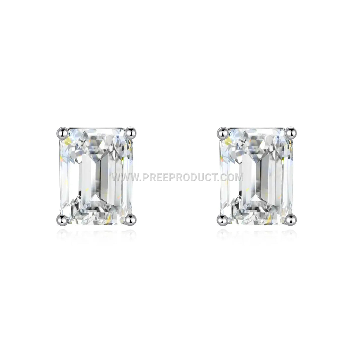 Geometric Cut Moissanite Sterling Silver Stud Earrings