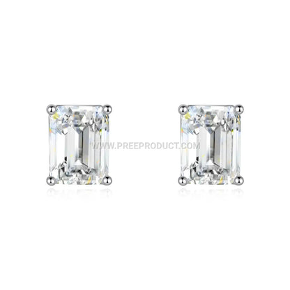 Geometric Cut Moissanite Sterling Silver Stud Earrings