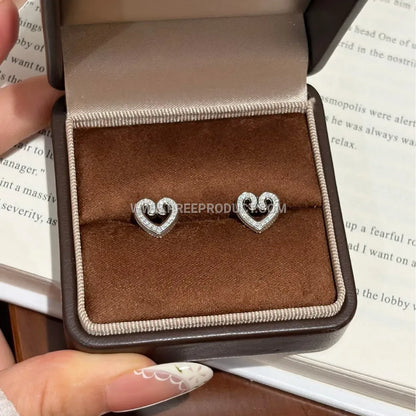 Openwork Heart Moissanite Stud Earrings in Sterling Silver