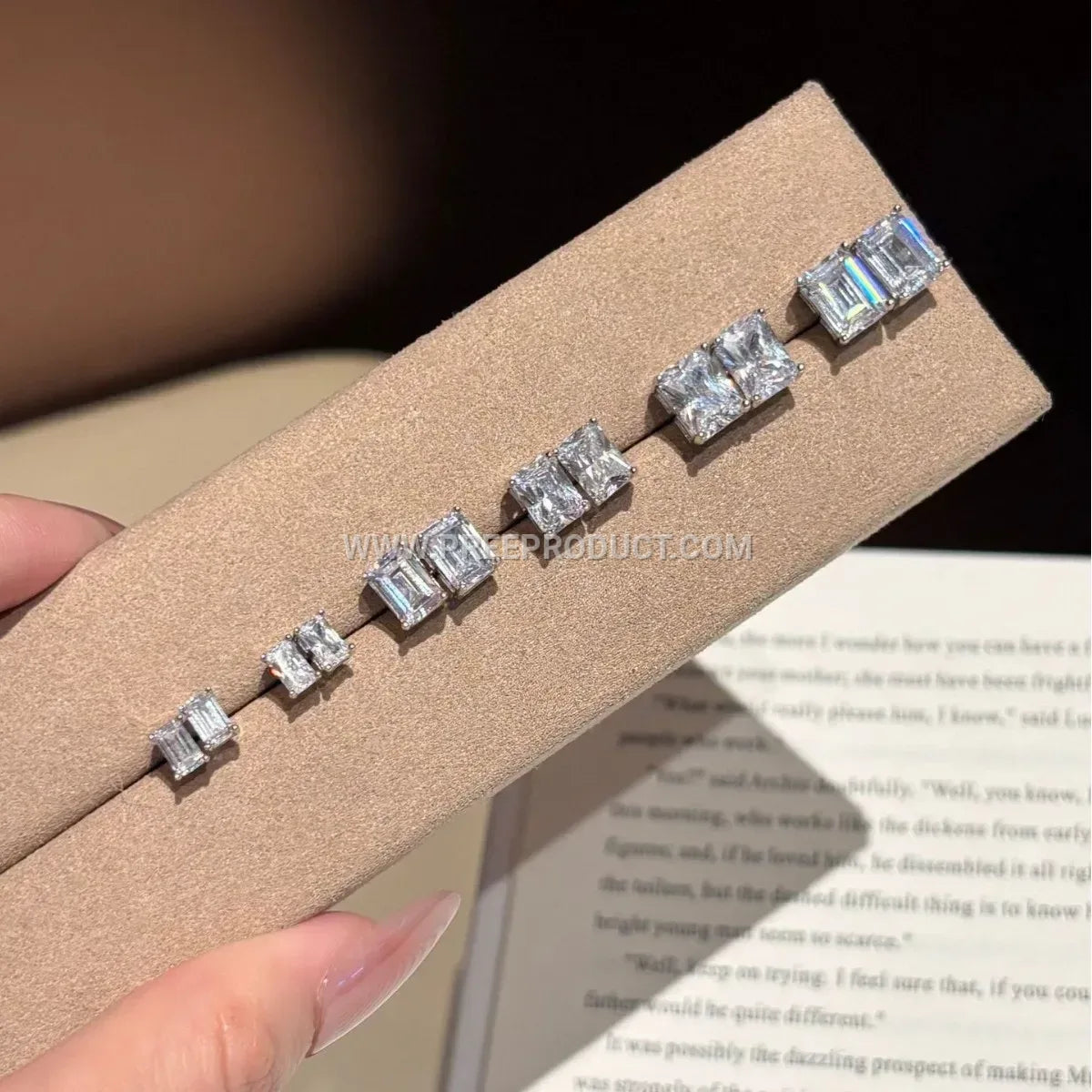 Geometric Cut Moissanite Sterling Silver Stud Earrings