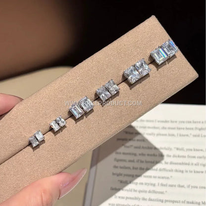 Geometric Cut Moissanite Sterling Silver Stud Earrings