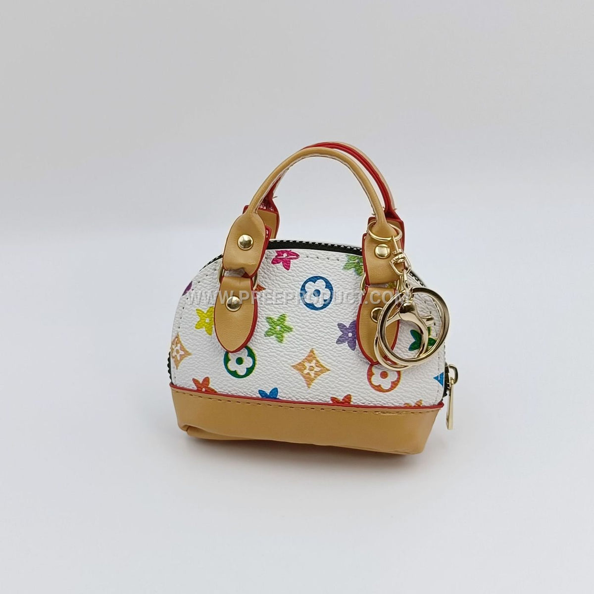 Vintage Shell Leather Handbag Key Wallet with Chic Pendant