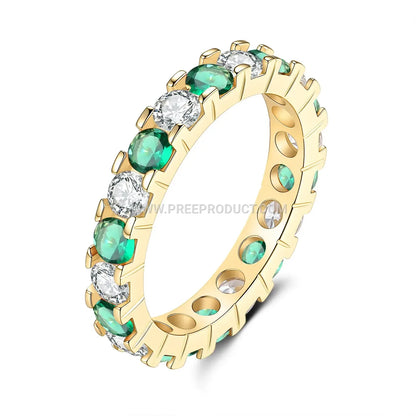 Sterling Silver Gemstone Solitaire Ring with Lab-Created Stones
