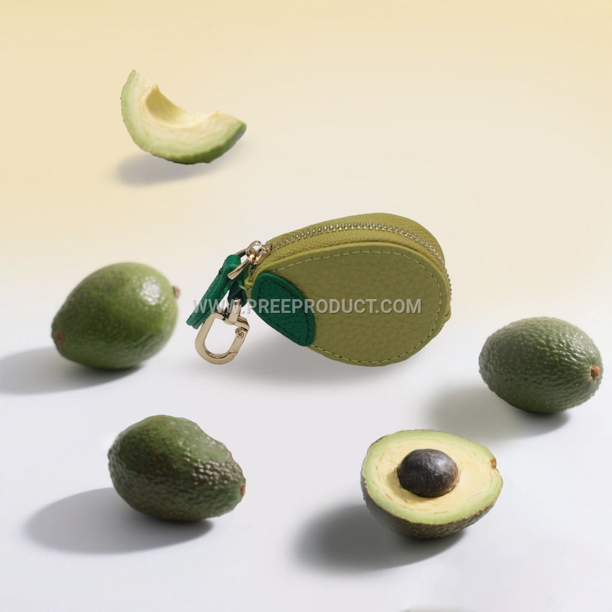 Fruit‑Print Mini PU Wallet Keychain with Fresh‑Style Storage