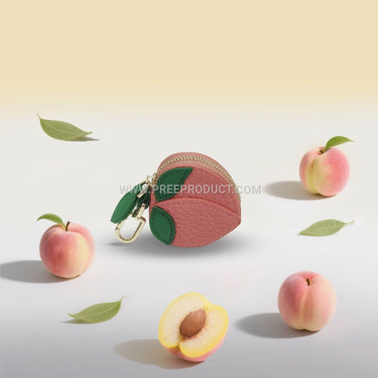 Fruit‑Print Mini PU Wallet Keychain with Fresh‑Style Storage