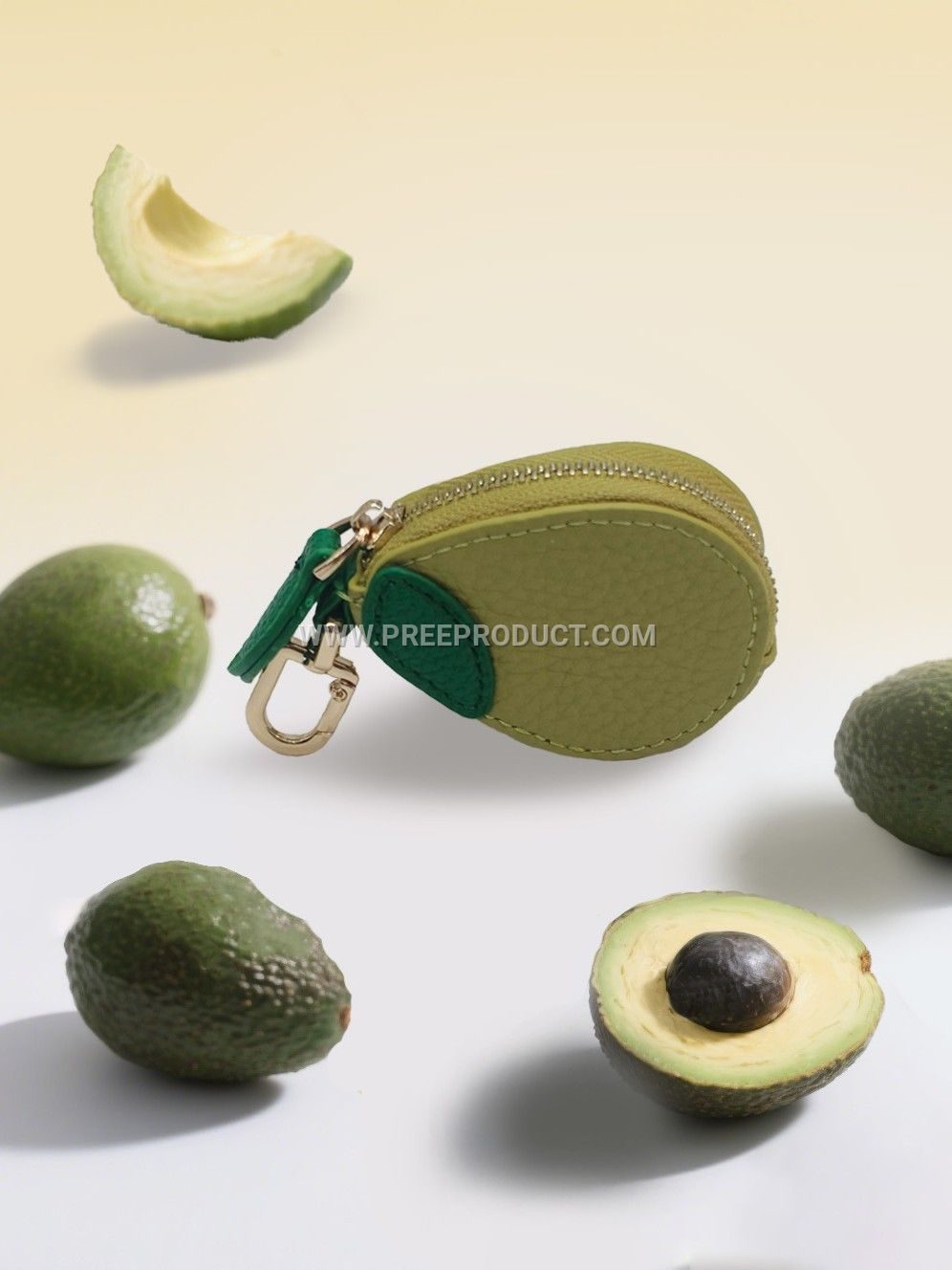 Fruit‑Print Mini PU Wallet Keychain with Fresh‑Style Storage