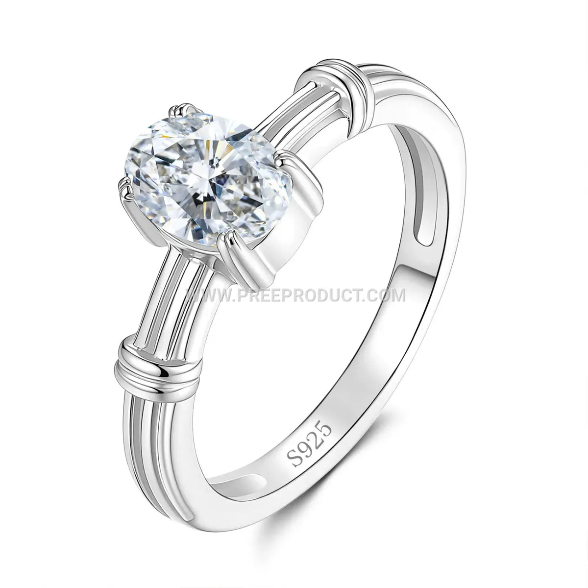 Luxe Egg-Shaped Moissanite Solitaire Ring in 925 Sterling Silver