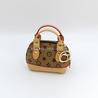 Vintage Shell Leather Handbag Key Wallet with Chic Pendant