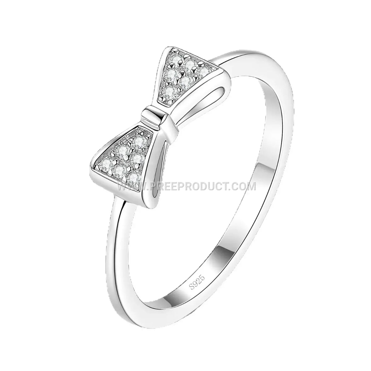 Bowknot Moissanite Sterling Silver Accent Ring