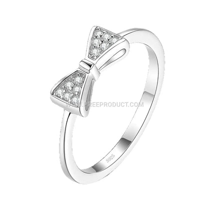 Bowknot Moissanite Sterling Silver Accent Ring