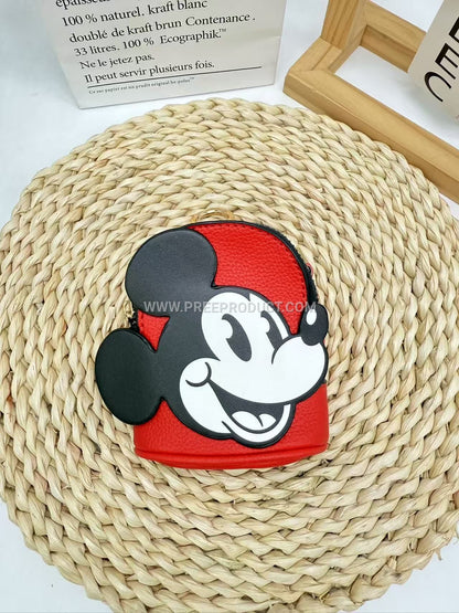 Polyurethane Cute Mickey & Minnie Cartoon Mini Key & Coin Pouch