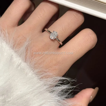Elegant Oval Gemstone Solitaire Ring Setting in 925 Silver