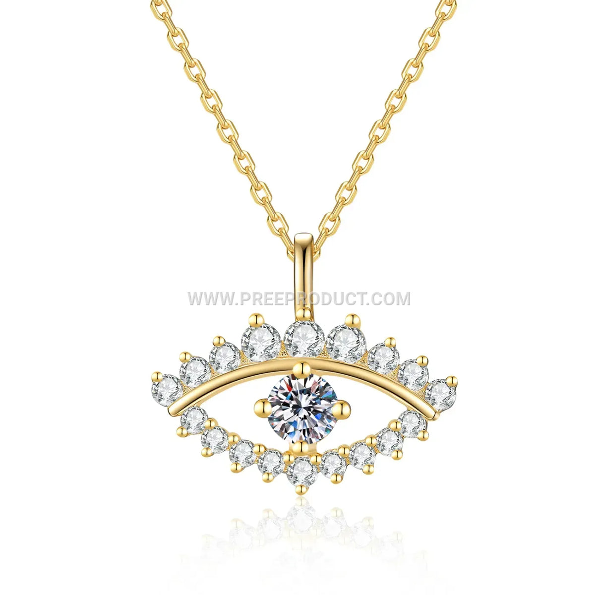 Sterling Silver Evil Eye Pendant Necklace with Moissanite Accent