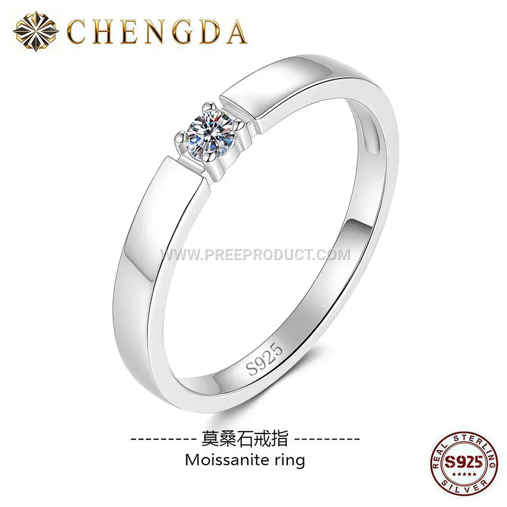 Mobius Loop Moissanite Sterling Silver Couple Ring