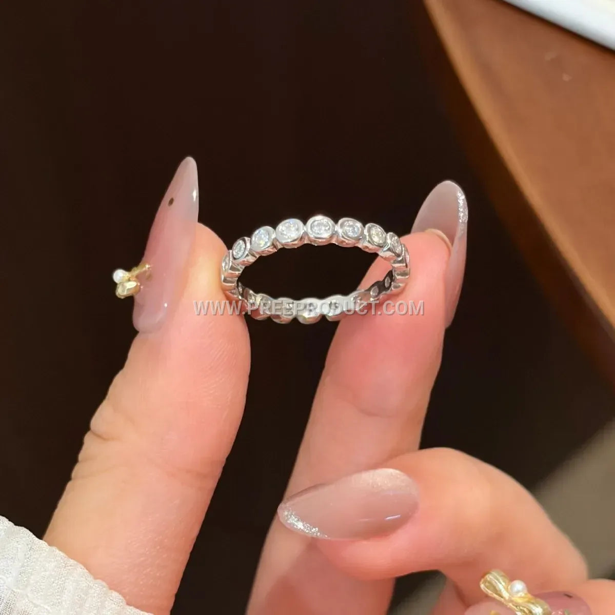 Minimalist Sterling Silver Bubble Moissanite Ring