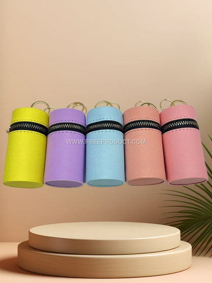 Polyurethane Candy-Colored Mini Coin & Key Pouch