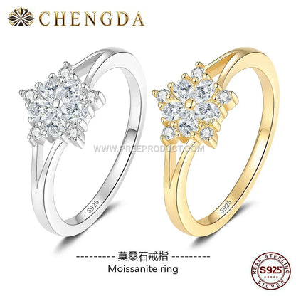 Five Point Star Sterling Silver Moissanite Ring