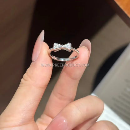 Bowknot Moissanite Sterling Silver Accent Ring