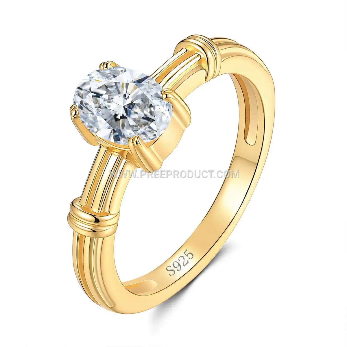 Luxe Egg-Shaped Moissanite Solitaire Ring in 925 Sterling Silver