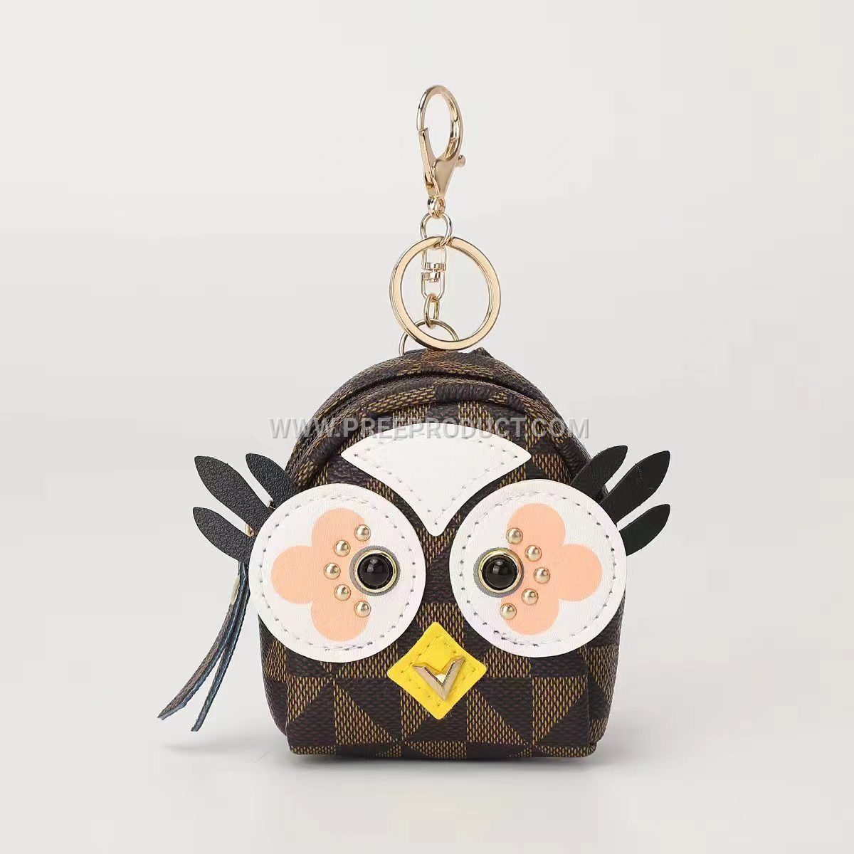 Korean-Style PU Mini Backpack Coin Purse with Zipper and Keychain