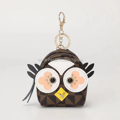 Korean-Style PU Mini Backpack Coin Purse with Zipper and Keychain
