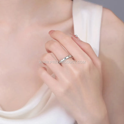 Sleek Square Ice Cube Moissanite Ring in Sterling Silver