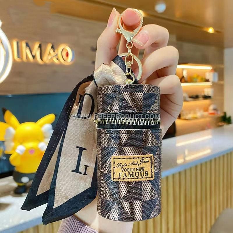Mini PU Vintage Plaid Coin Pouch with Keychain Loop – European Retro