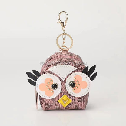 Korean-Style PU Mini Backpack Coin Purse with Zipper and Keychain