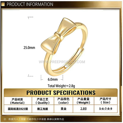 Eighteen Karat Gold Plated Sterling Silver Bow Ring