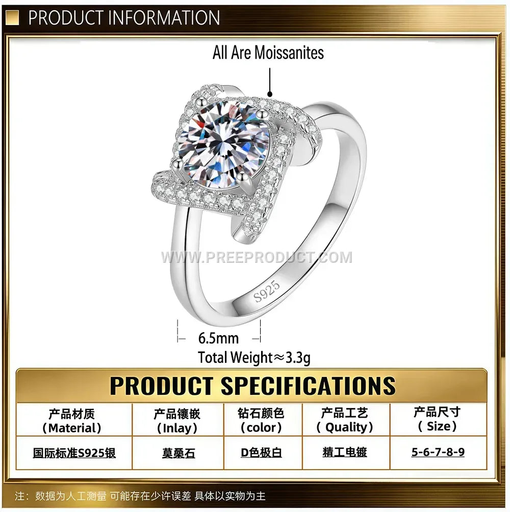 Minimalist Sterling Silver Moissanite Solitaire Ring