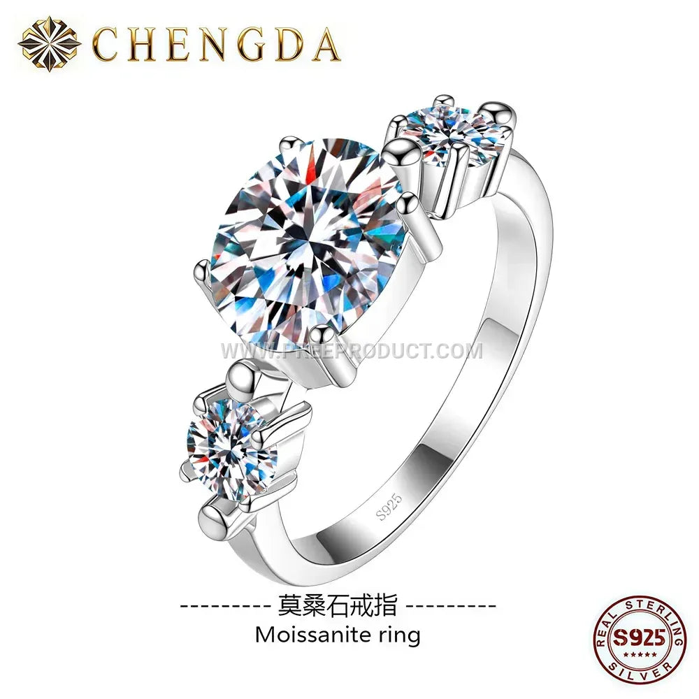 Sterling Silver Oval Cut Moissanite Solitaire Ring