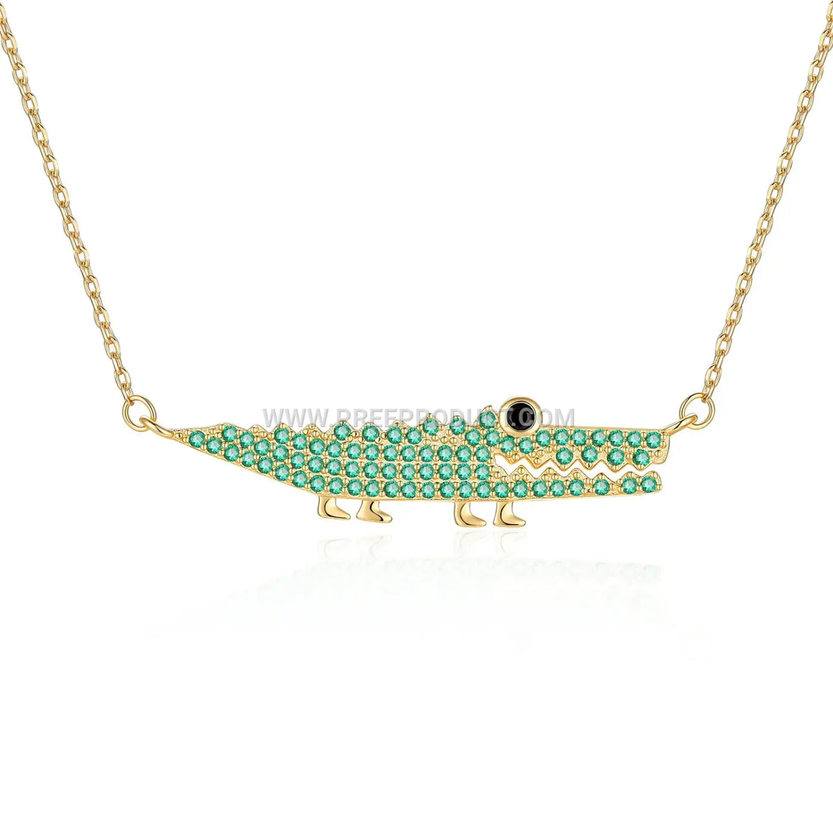 Sparkling Crocodile Pendant Sterling Silver Zircon Charm Necklace