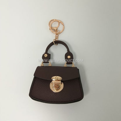 Mini PU Keychain Purse with Fresh-Style Decorative Charm