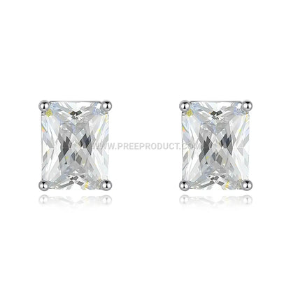 Geometric Cut Moissanite Sterling Silver Stud Earrings