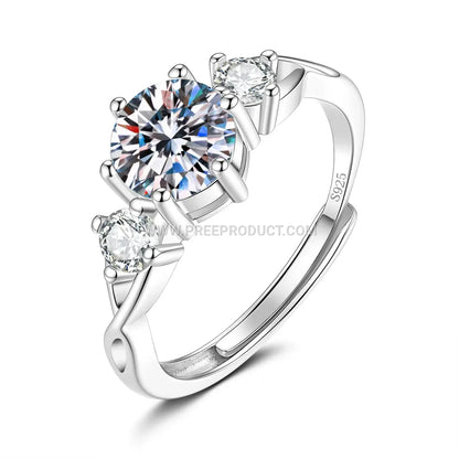 Line Motif Sterling Silver Ring With Solitaire Accent