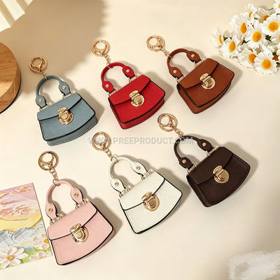Mini PU Keychain Purse with Fresh-Style Decorative Charm