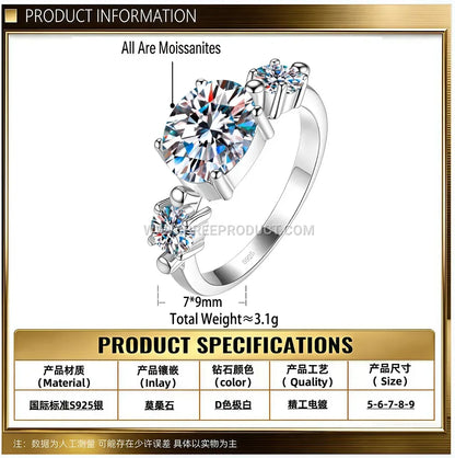 Sterling Silver Oval Cut Moissanite Solitaire Ring