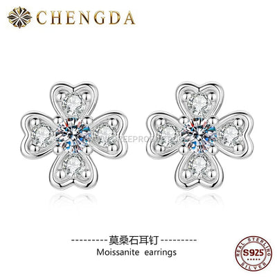 Circular Letter Accent Moissanite Stud Earrings