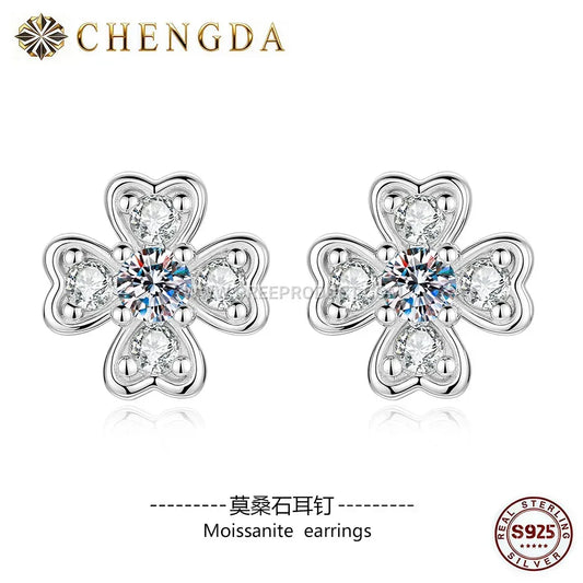 Circular Letter Accent Moissanite Stud Earrings