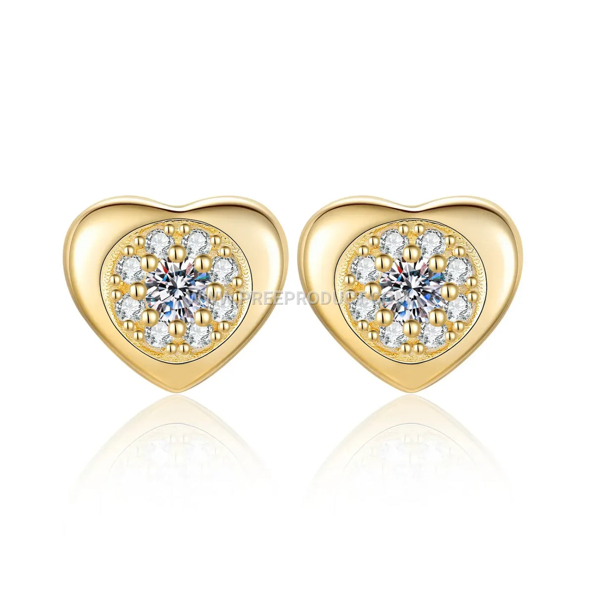 Minimalist Heart Moissanite Silver Stud Earrings