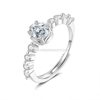 Elegant Oval Cut Moissanite Solitaire Ring Mount in Sterling Silver