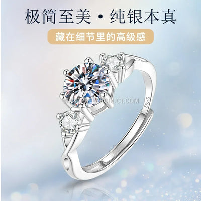 Line Motif Sterling Silver Ring With Solitaire Accent