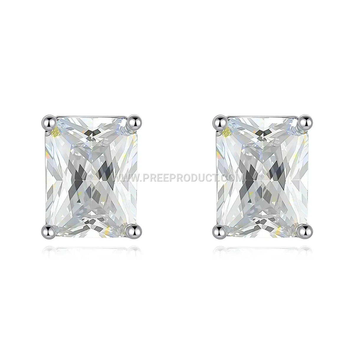 Geometric Cut Moissanite Sterling Silver Stud Earrings